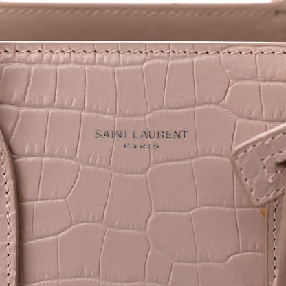Saint Laurent Calfskin Crocodile Embossed Baby Sac De Jour Rose Antic 7 of 18