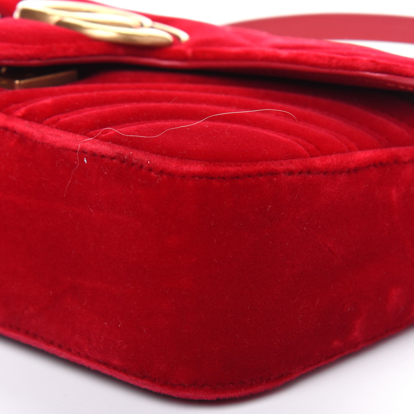 Velvet Matelasse Mini GG Marmont Shoulder Bag Hibiscus Red