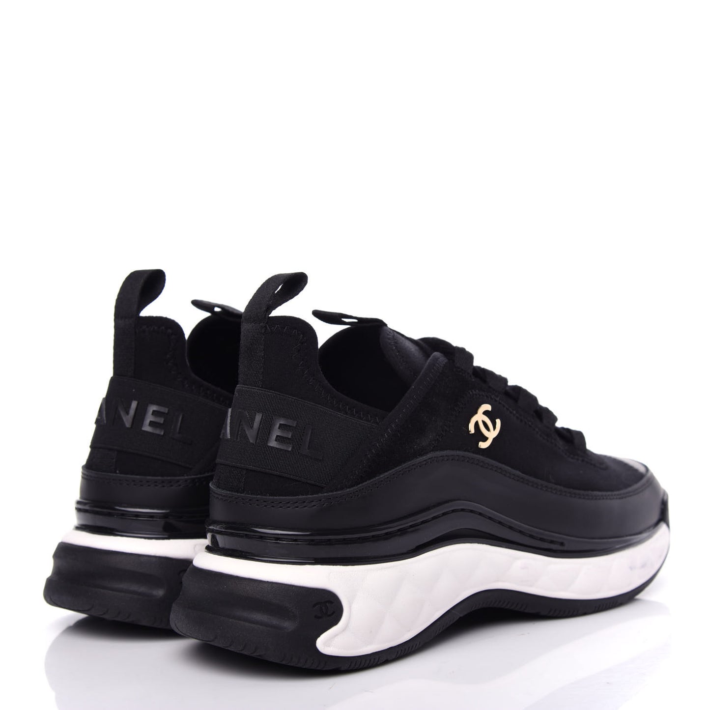 Velvet Calfskin Mixed Fibers CC Sneakers 37 Black