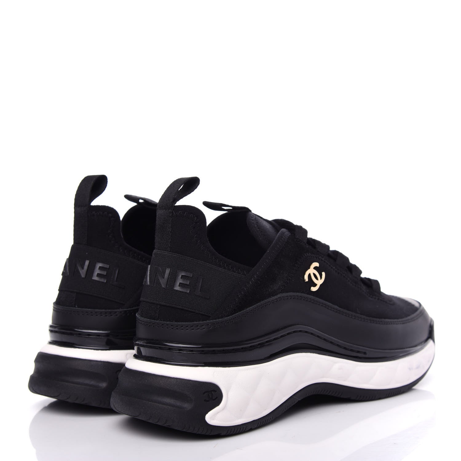 Chanel Velvet Calfskin Mixed Fibers CC Sneakers 37 Black 4 of 11
