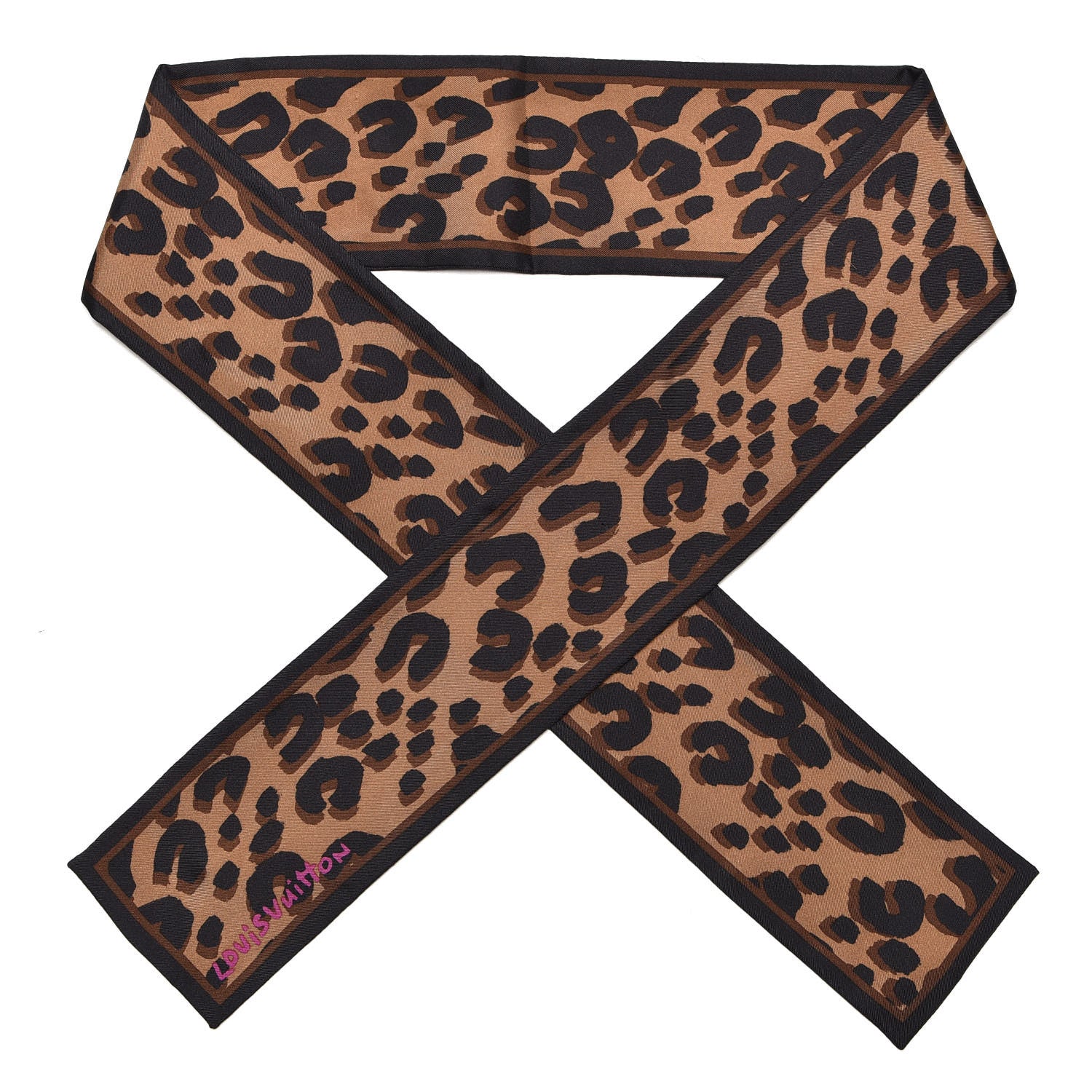Louis Vuitton Silk Leopard Bandeau Scarf Marron 1 of 3
