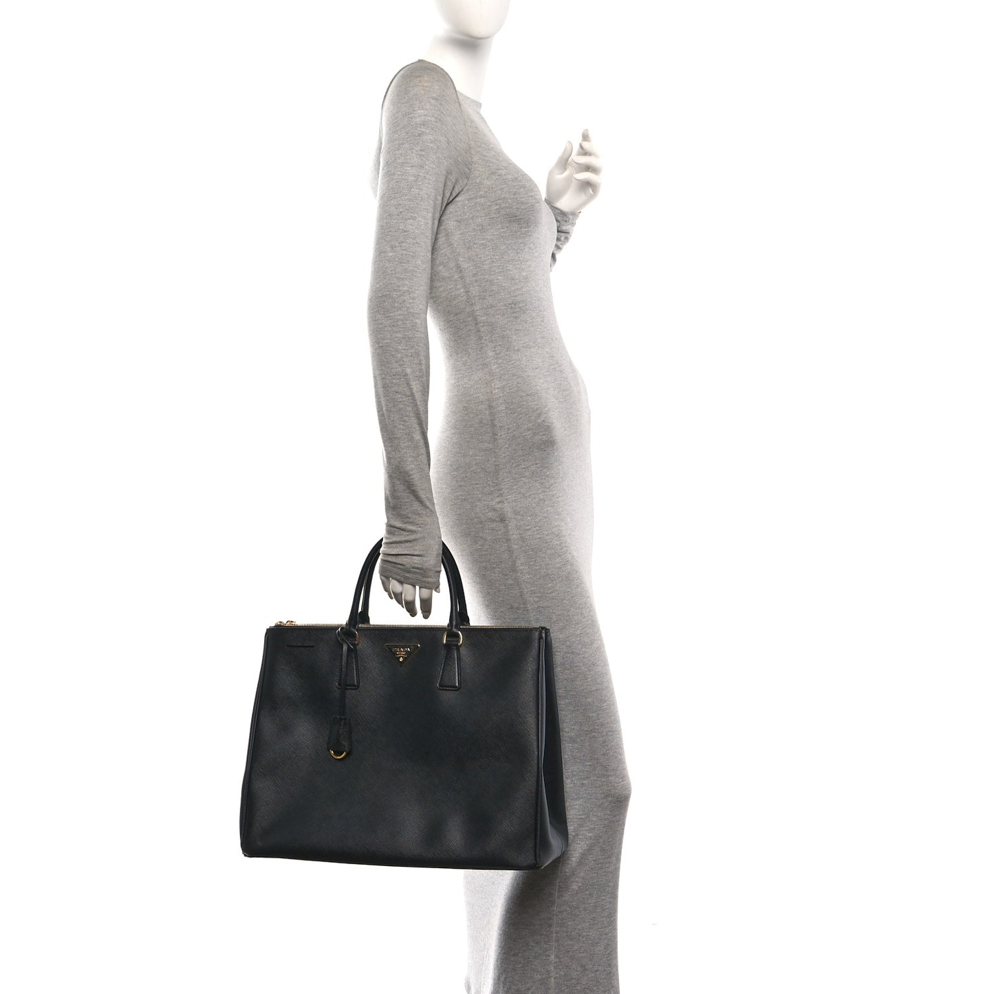 affiano Lux Extra Large Galleria Double Zip Tote Black