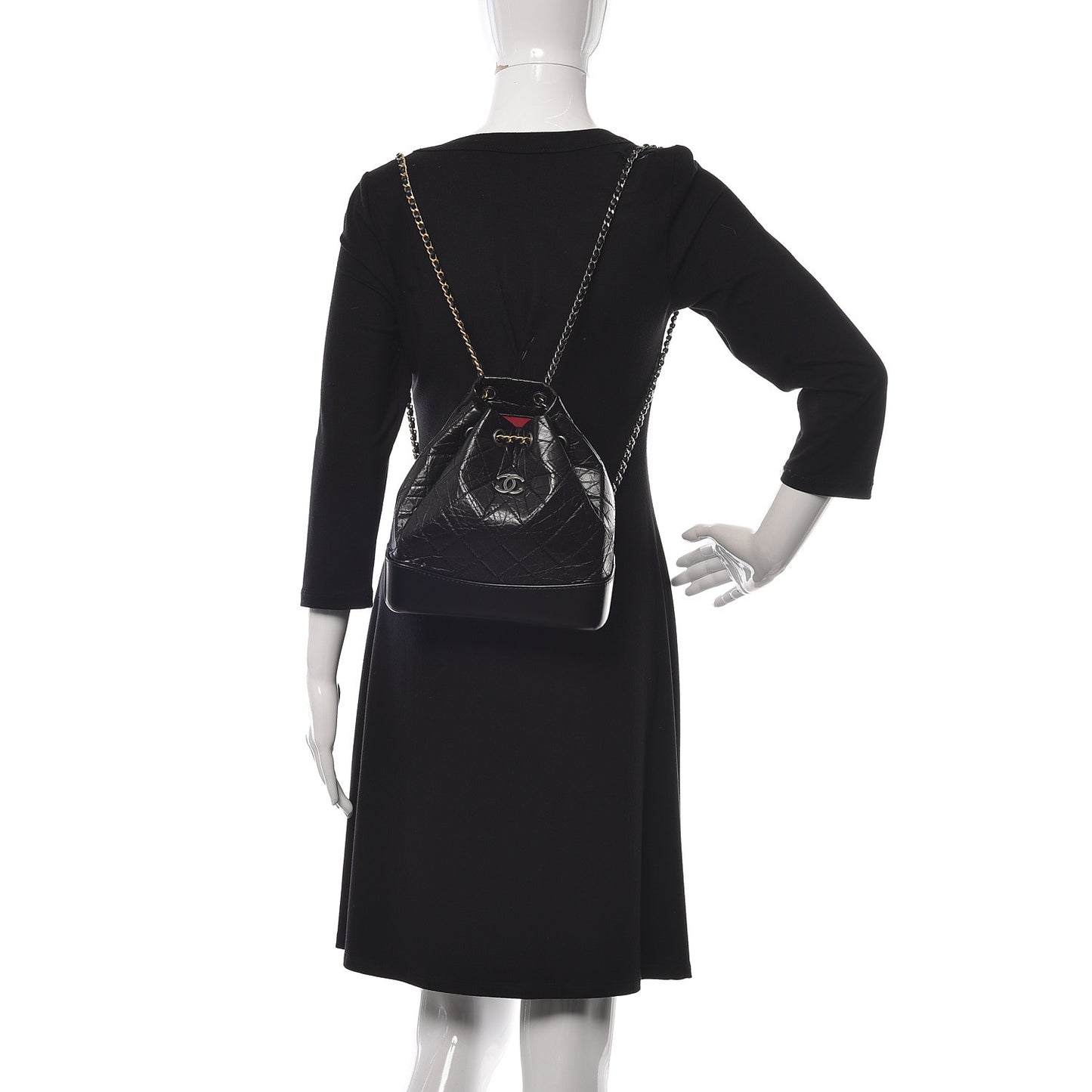 Aged Calfskin Quilted Small Gabrielle Backpack Black