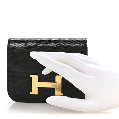 Hermes Lizard Constance Slim Wallet Black 2 of 8