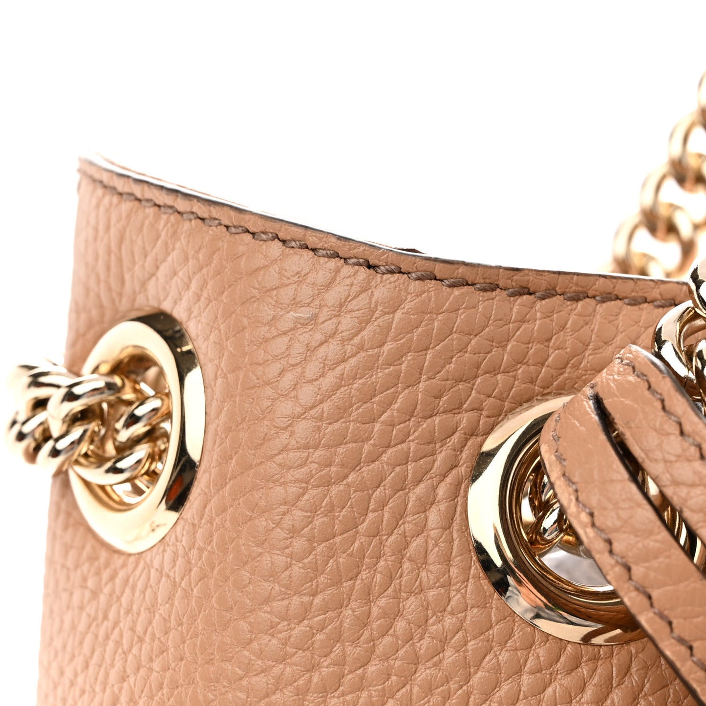 Pebbled Calfskin Medium Soho Chain Shoulder Bag Camelia