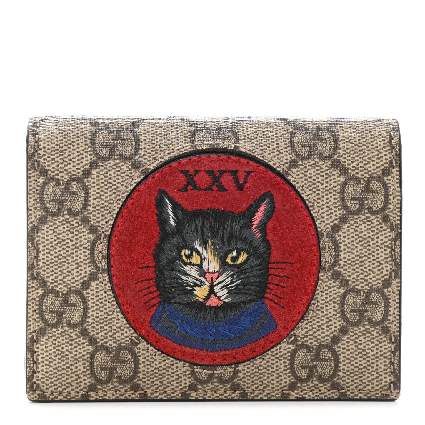 Soft GG Supreme Monogram Mystic Cat Card Case Wallet