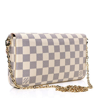 Louis Vuitton Damier Azur Pochette Felicie Chain Wallet Rose Ballerine 2 of 4