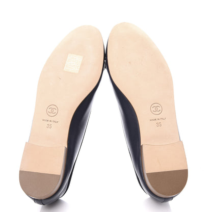 Chanel Lambskin CC Cap Toe Ballerina Flats 35 Navy 6 of 10