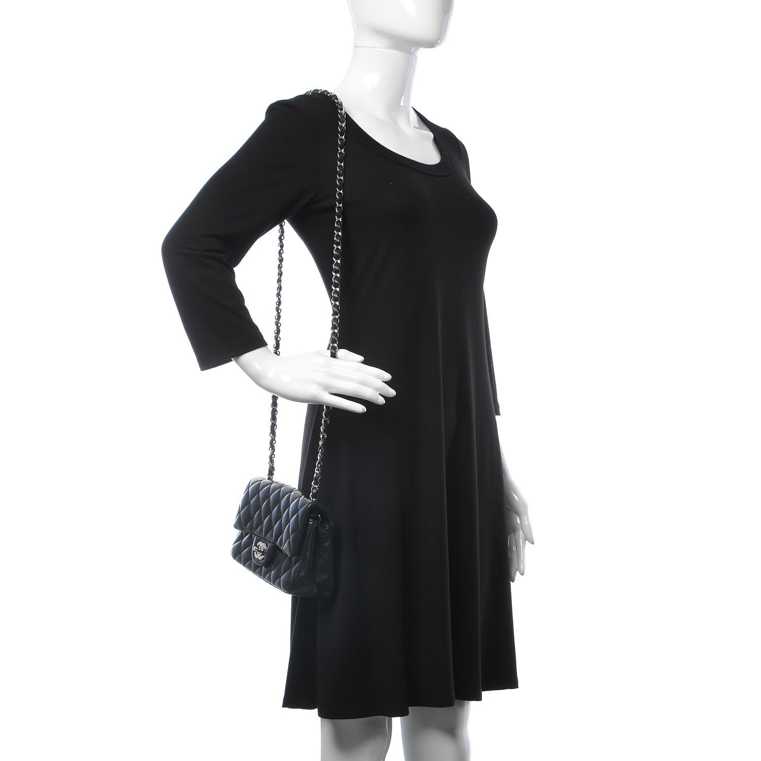 Chanel Lambskin Quilted Mini Rectangular Flap Black 2 of 9