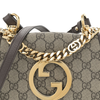 Gucci GG Supreme Monogram Textured Dollar Calfskin Mini Blondie Chain Shoulder Flap Bag Beige Ebony New Acero 8 of 11