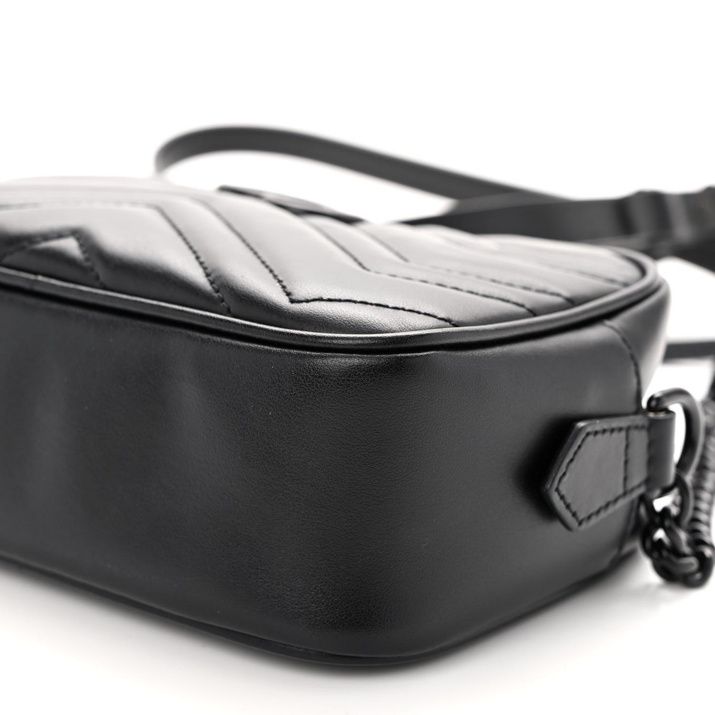 Calfskin Matelasse Monochrome Mini GG Marmont Chain Shoulder Bag Black