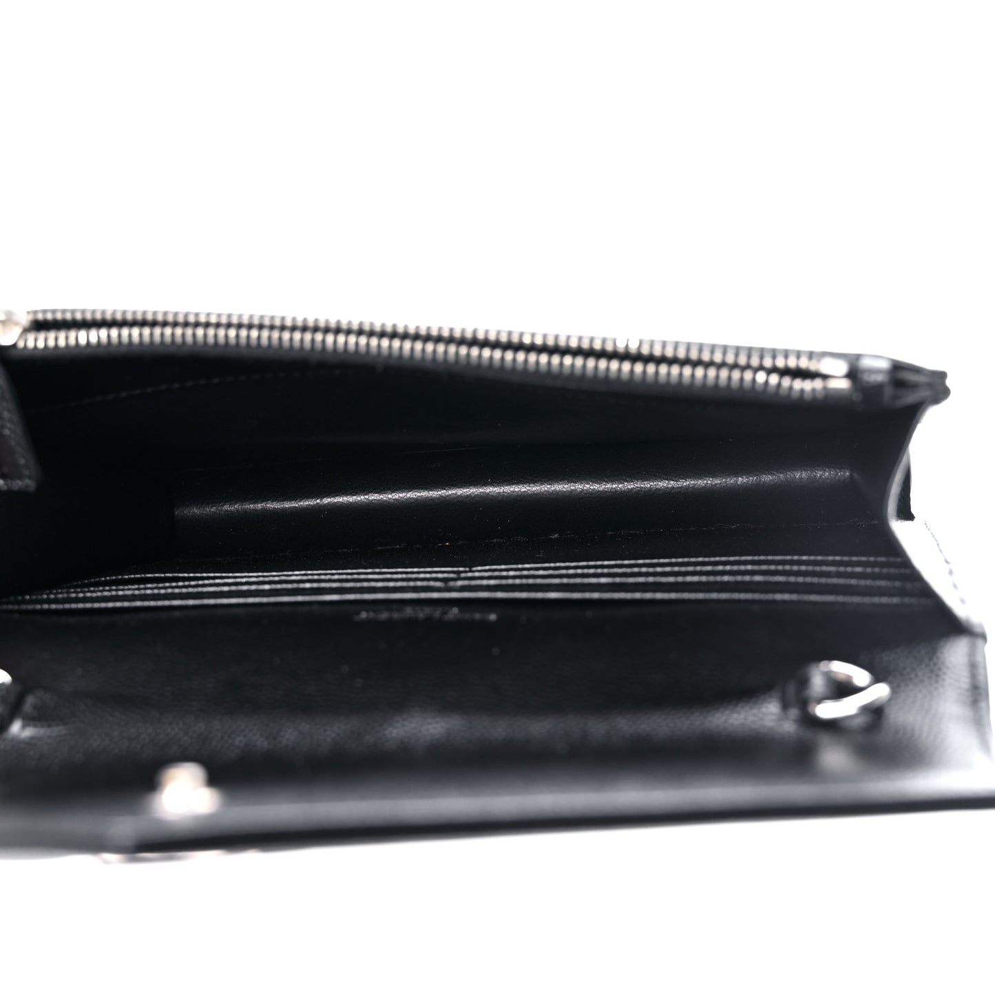 Grain De Poudre Matelasse Chevron Monogram Envelope Chain Wallet Black