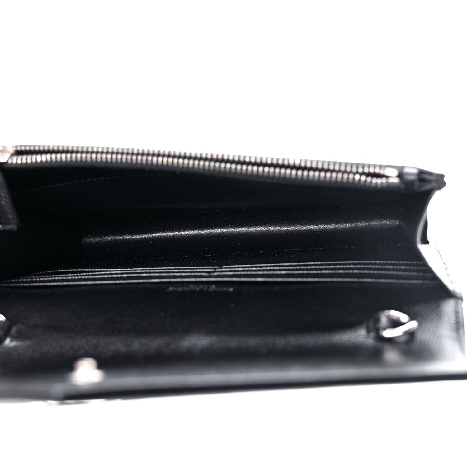 Saint Laurent Grain De Poudre Matelasse Chevron Monogram Envelope Chain Wallet Black 4 of 8