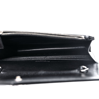 Saint Laurent Grain De Poudre Matelasse Chevron Monogram Envelope Chain Wallet Black 4 of 8