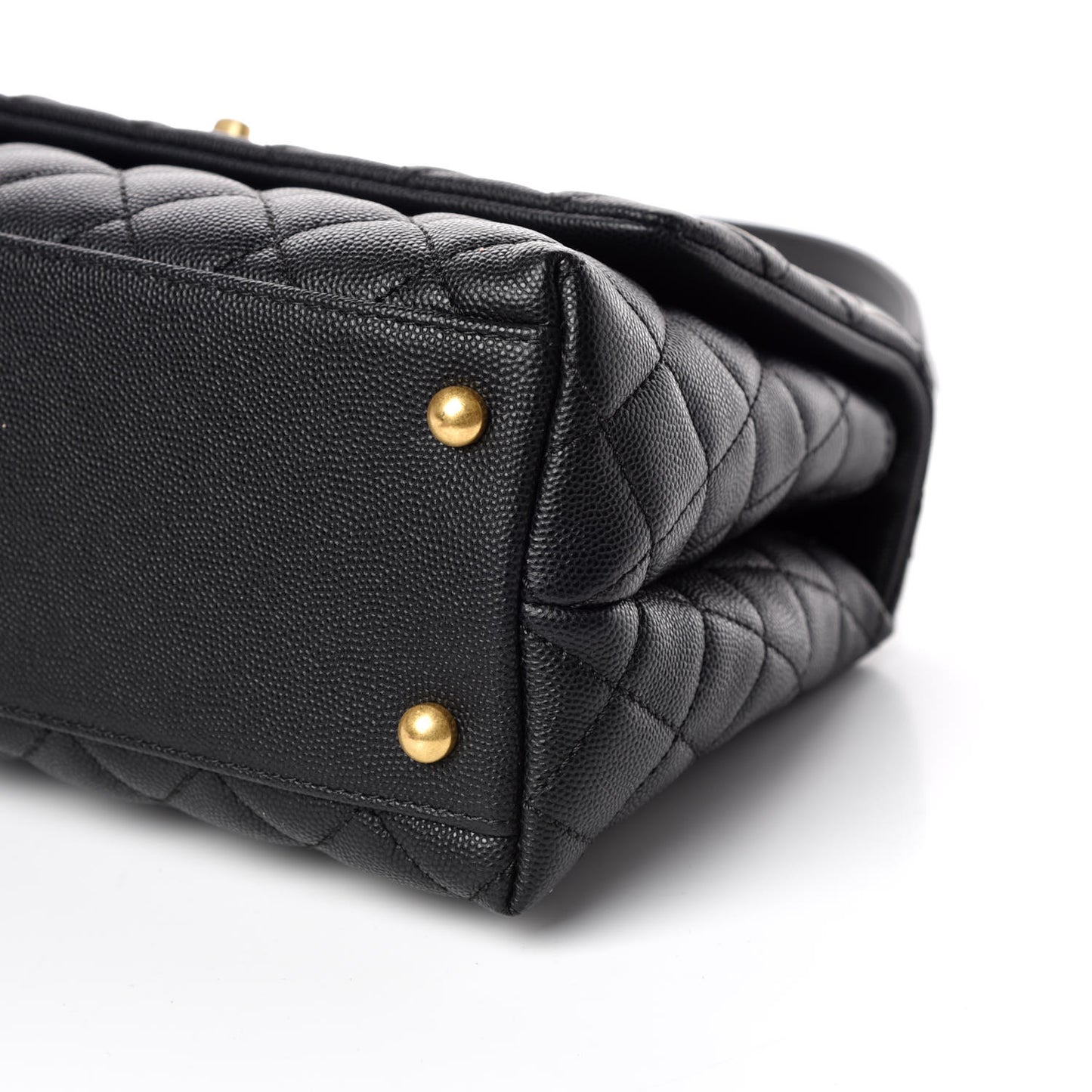 Caviar Quilted Small Coco Handle Flap Black