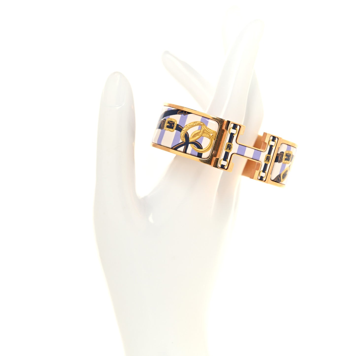 Enamel Printed Brides de Gala Bayadere Wide Clic Clac H Bracelet GM Lilas