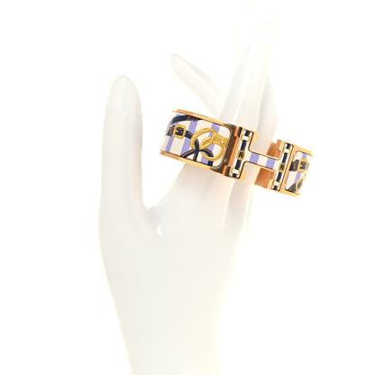 Hermes Enamel Printed Brides de Gala Bayadere Wide Clic Clac H Bracelet GM Lilas 2 of 4