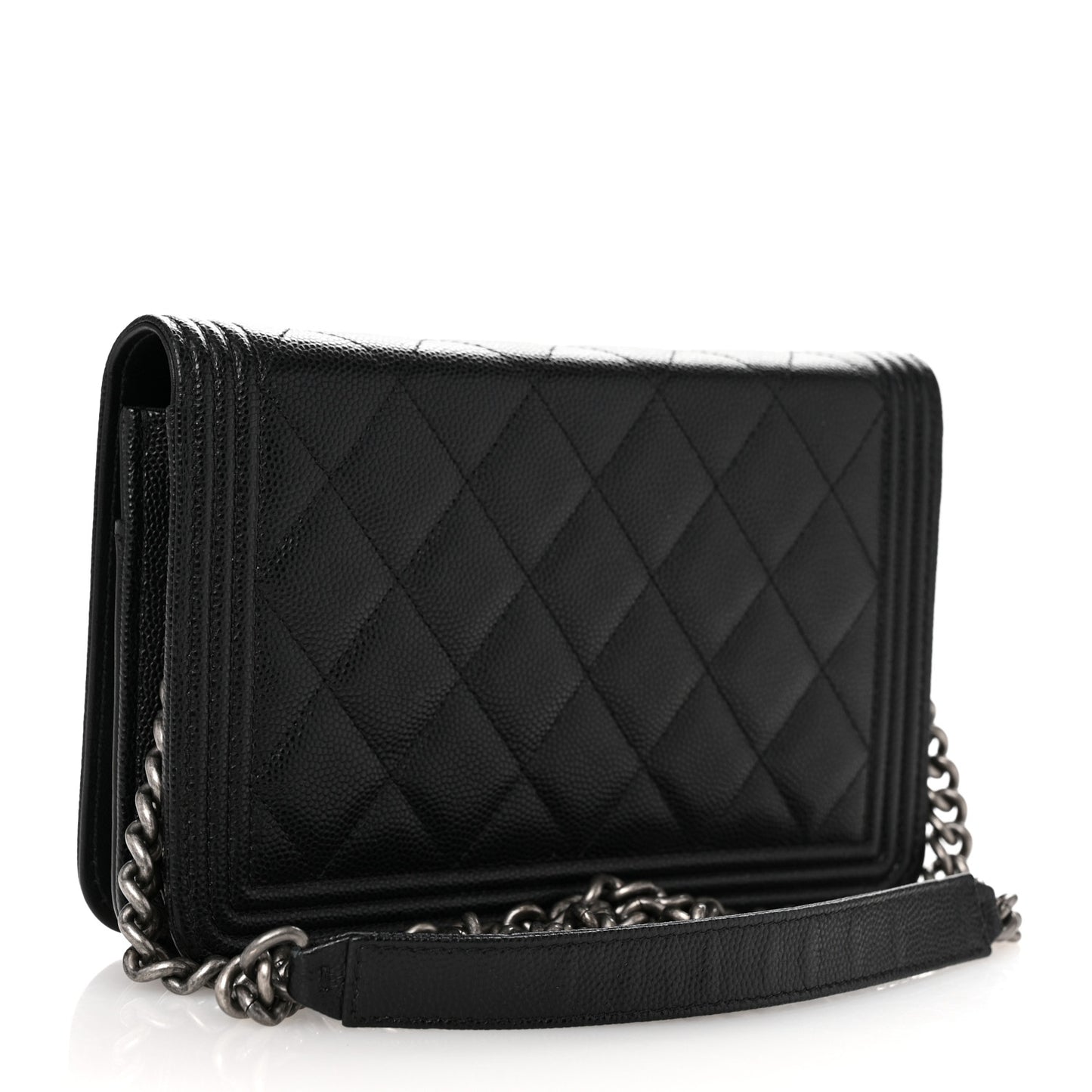 Caviar Quilted Boy Wallet On Chain WOC Black