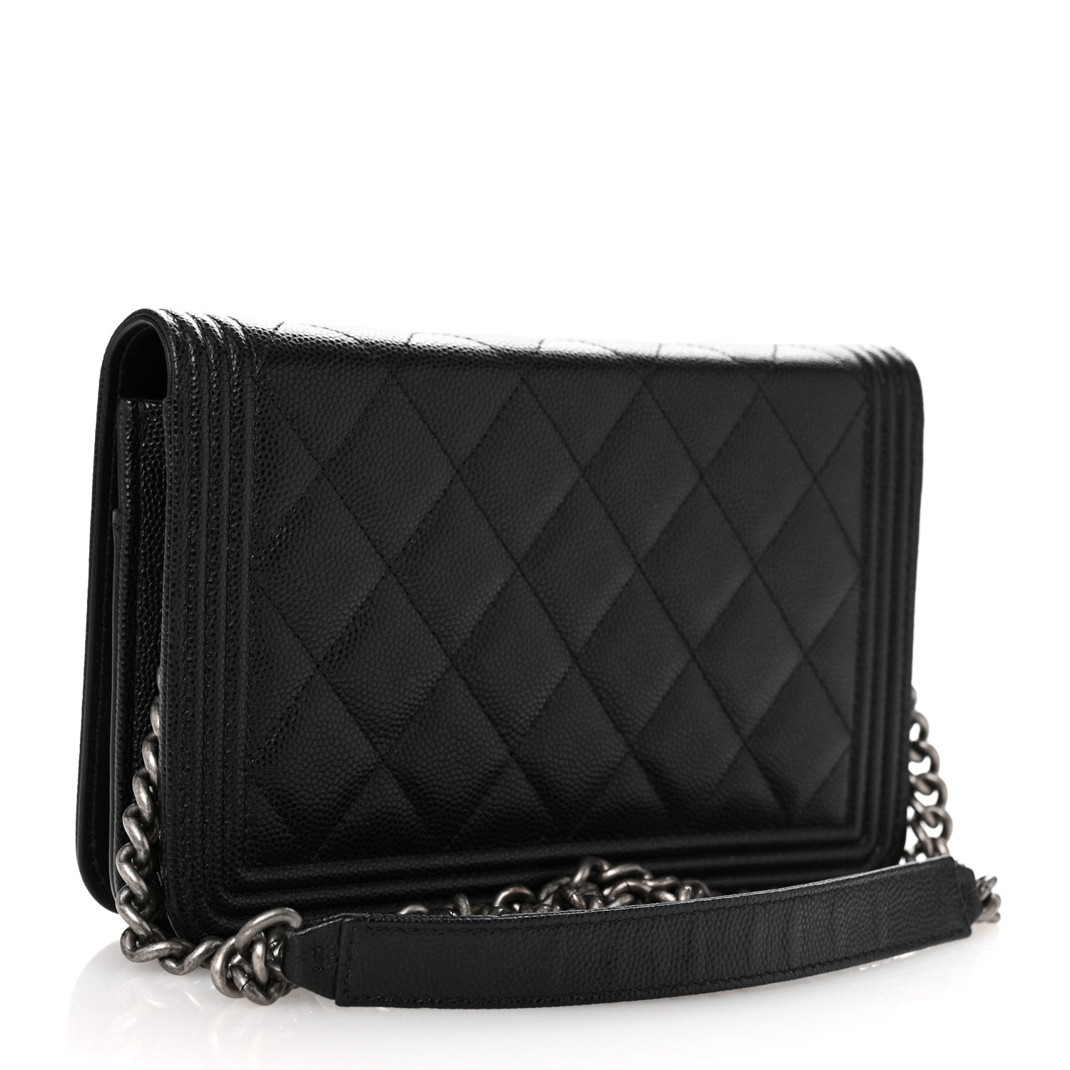 Chanel Caviar Quilted Boy Wallet On Chain WOC Black 3 of 14