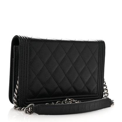 Chanel Caviar Quilted Boy Wallet On Chain WOC Black 3 of 14