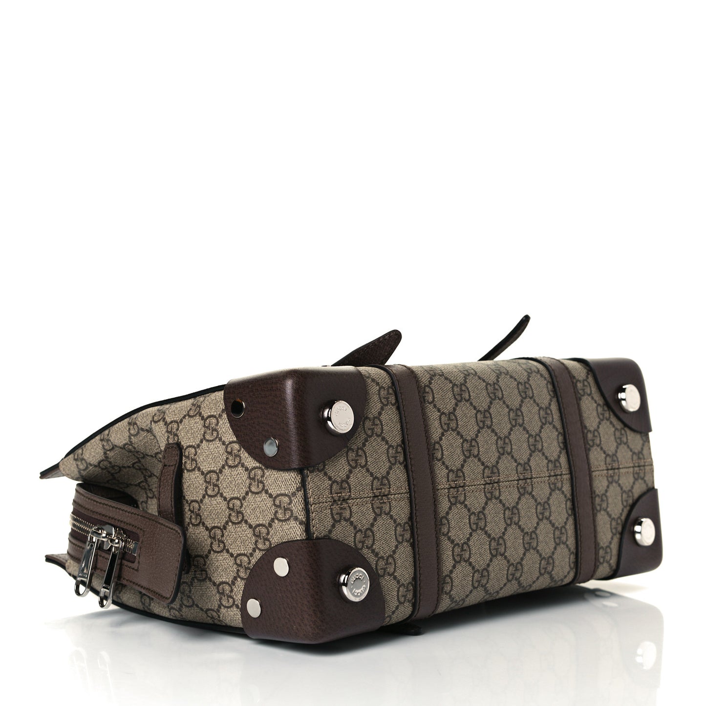 GG Supreme Monogram Textured Dollar Calfskin Small Detail Tote Beige Ebony New Acero