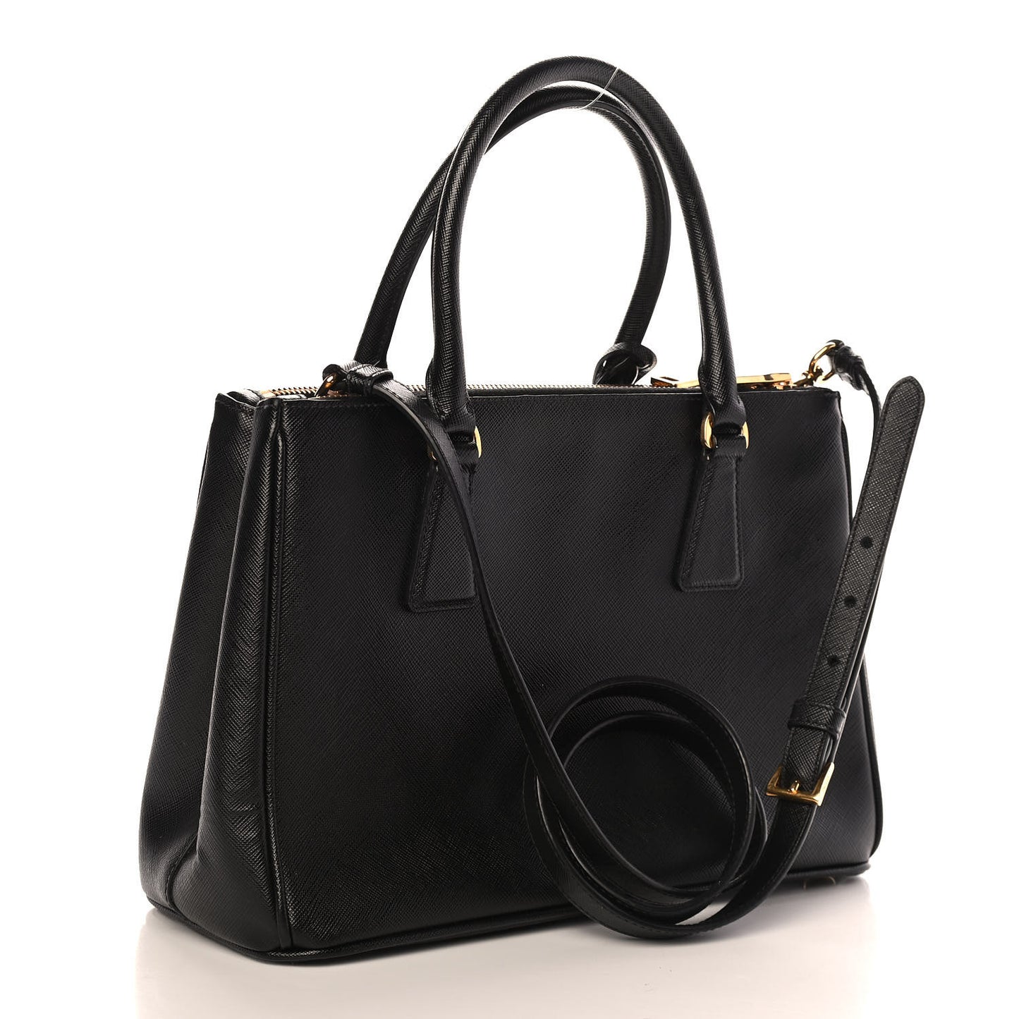 Saffiano Small Galleria Double Zip Tote Black