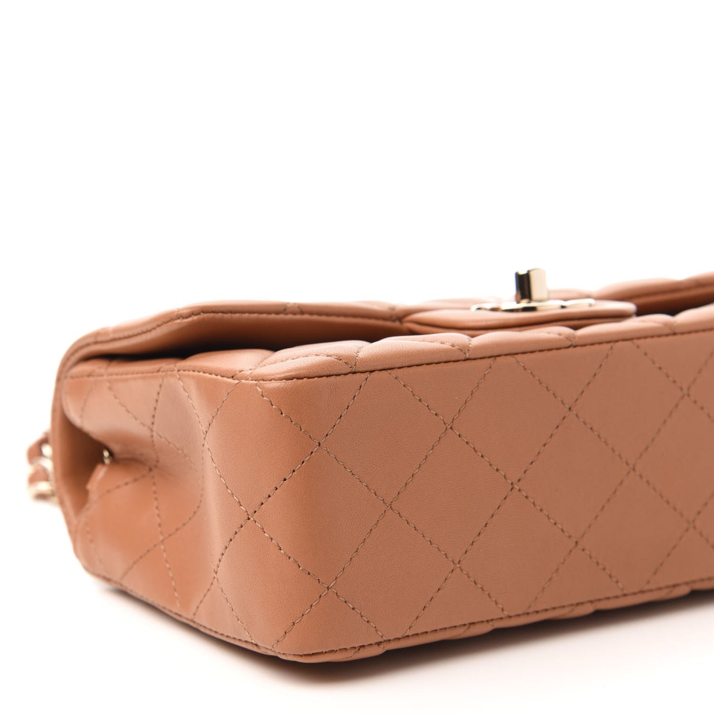 Lambskin Quilted Mini Rectangular Flap Brown