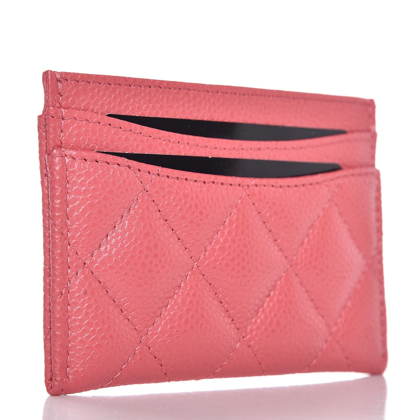 Caviar Quilted Card Holder Pink