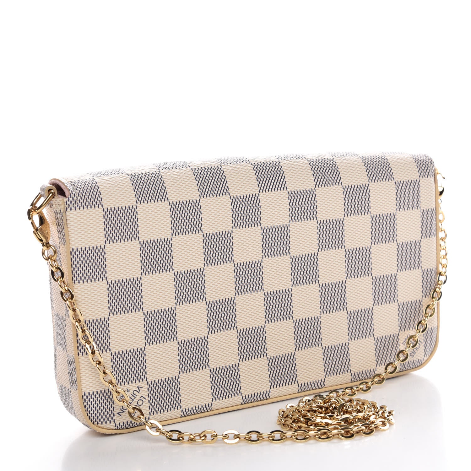 Louis Vuitton Damier Azur Pochette Felicie Chain Wallet Rose Ballerine 4 of 10