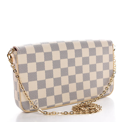 Louis Vuitton Damier Azur Pochette Felicie Chain Wallet Rose Ballerine 4 of 10