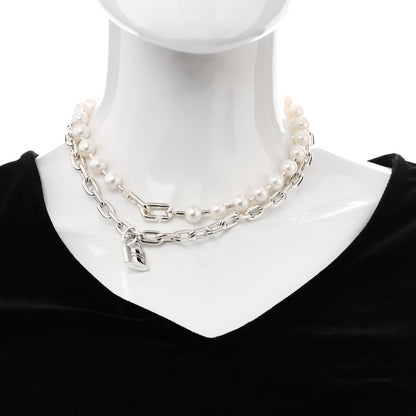 Tiffany Sterling Silver Pearl HardWear Lock Necklace 2 of 6