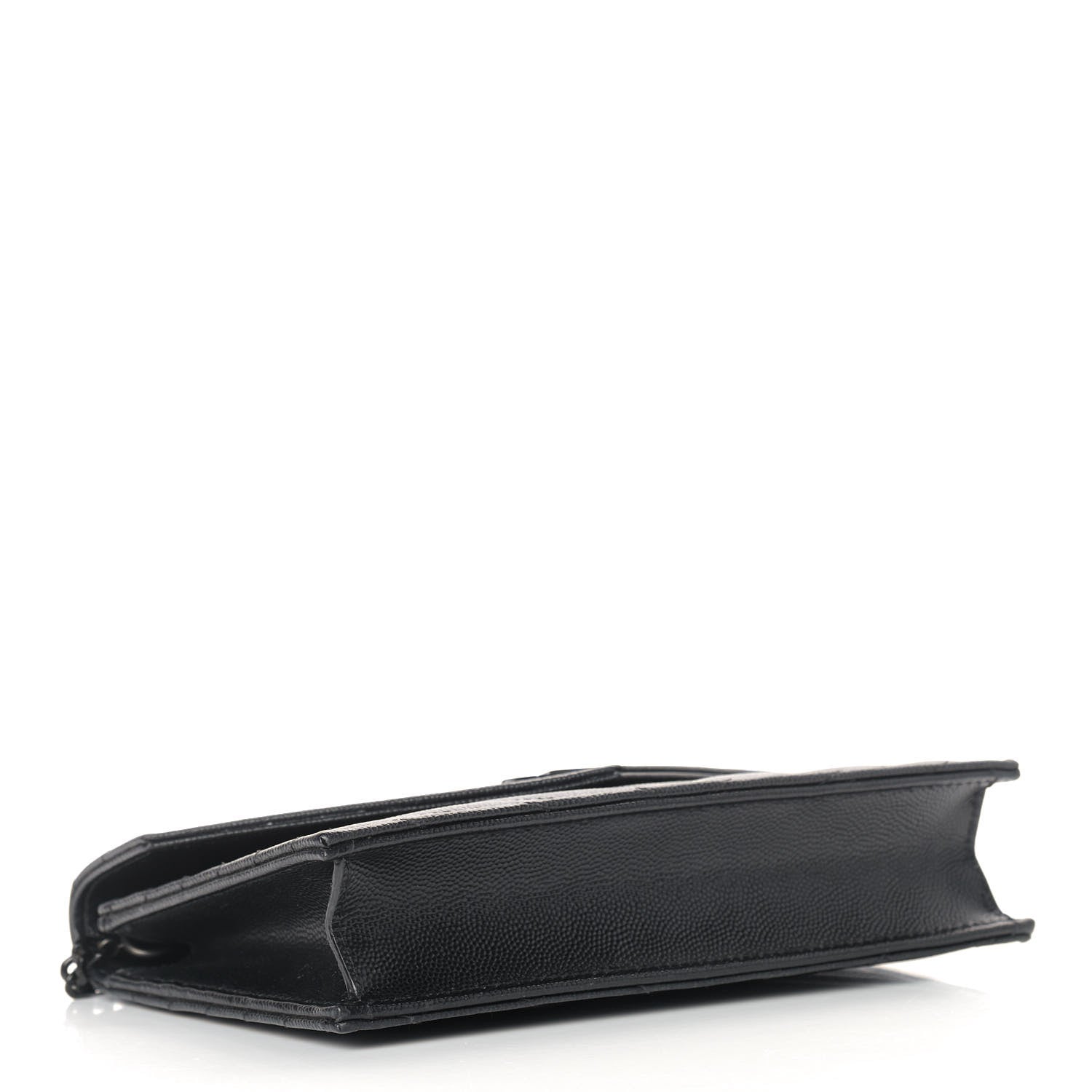 Saint Laurent Grain De Poudre Matelasse Chevron Monogram Envelope Chain Wallet Black 4 of 11