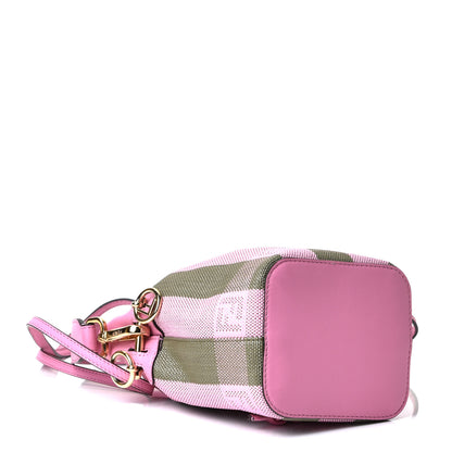 Fendi Raffia Vitello Seta F is Fendi Pequin Gingham Woven Mini Mon Tresor Bucket Bag Military Rosa Lollypop 5 of 10