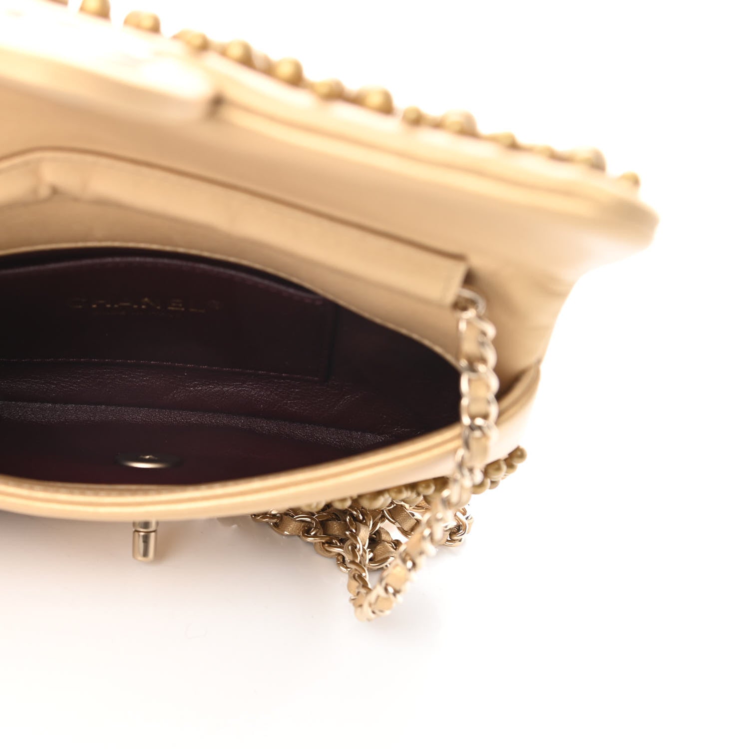 Chanel Lambskin Pearls Flap Gold 5 of 10