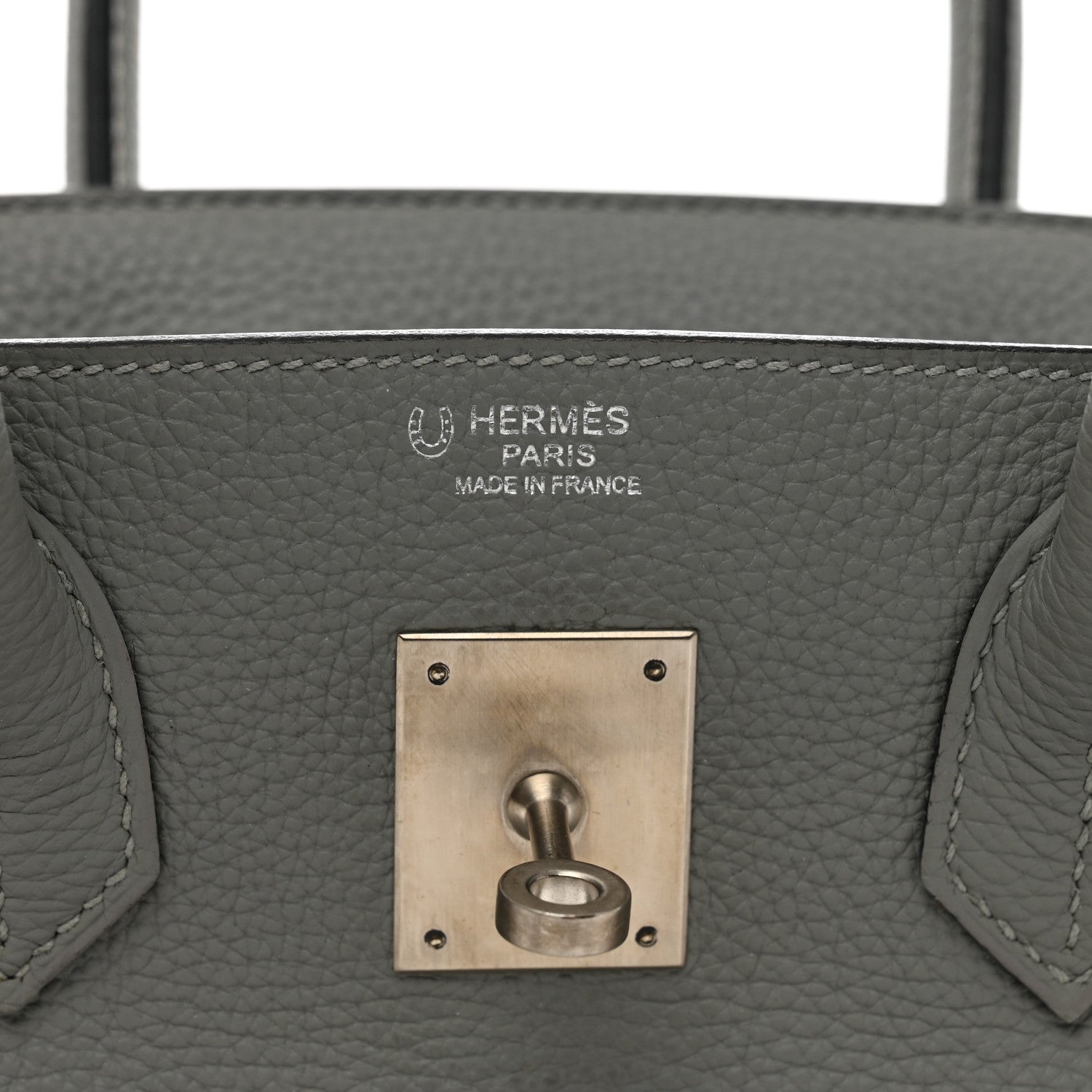 Hermes Togo Horseshoe Birkin 30 Gris Mouette Bleu Electrique 7 of 12