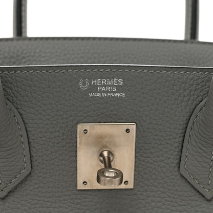 Hermes Togo Horseshoe Birkin 30 Gris Mouette Bleu Electrique 7 of 12
