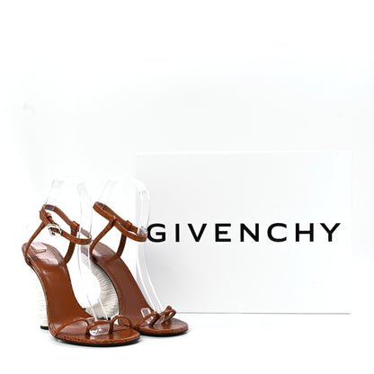 Givenchy Calfskin Crocodile Embossed Horn Sandals 37 Tan 8 of 8