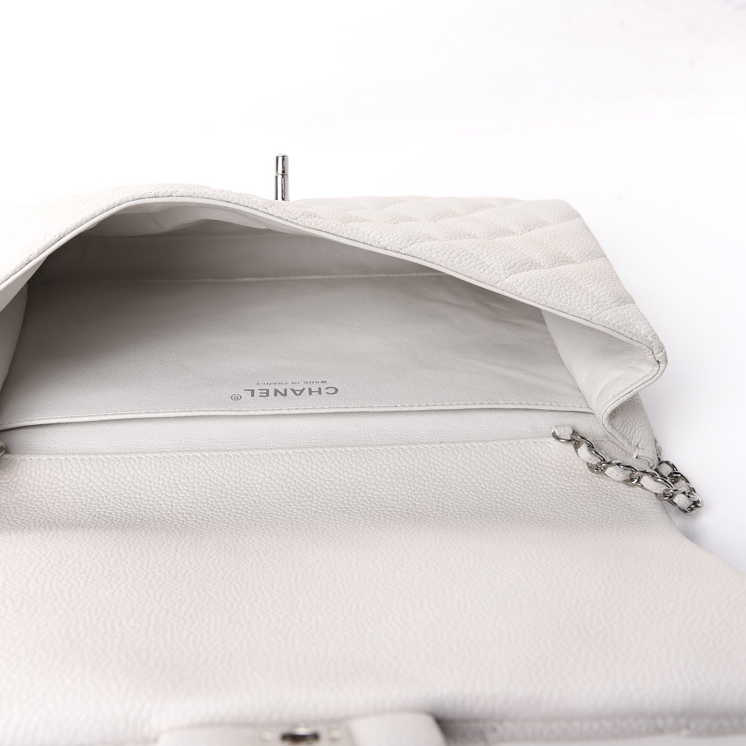 Chanel Caviar Quilted Clutch With Chain Flap White 5 of 11