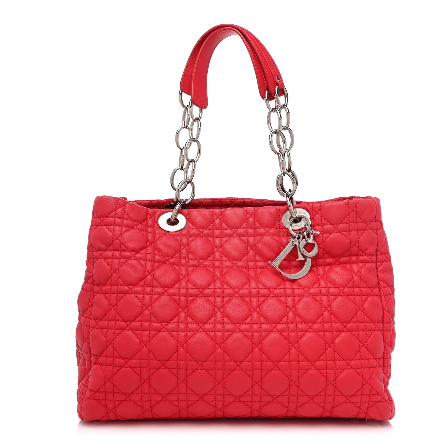 Christian Dior Lambskin Cannage Large Dior Soft Shopping Tote Red 1 of 16