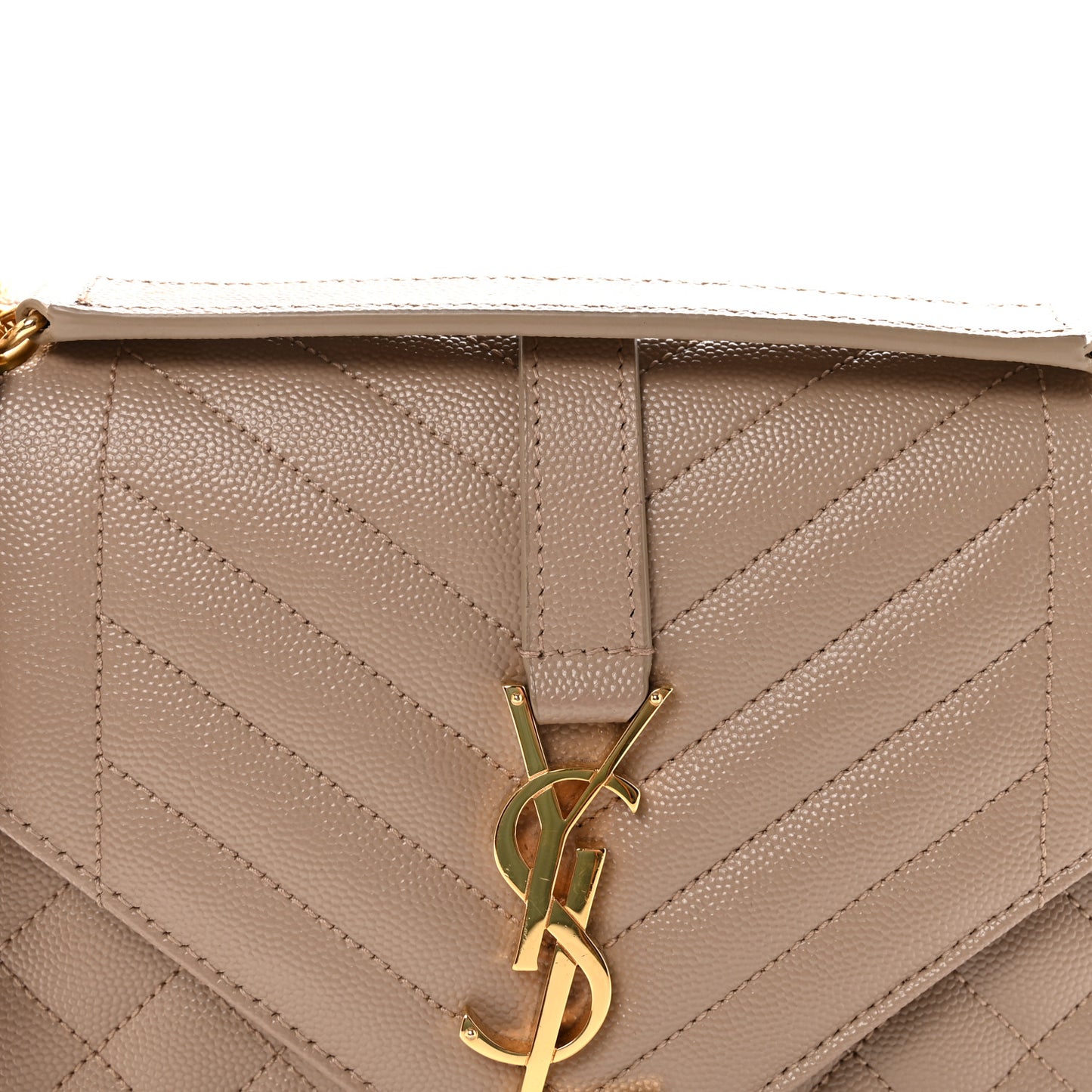 Grain De Poudre Textured Mixed Matelasse Medium Triquilt Monogram Satchel Dark Beige