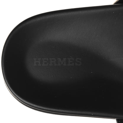 Hermes Suede Goatskin Womens Leopard Chypre Sandals 40 Beige Esquisse Black 8 of 9
