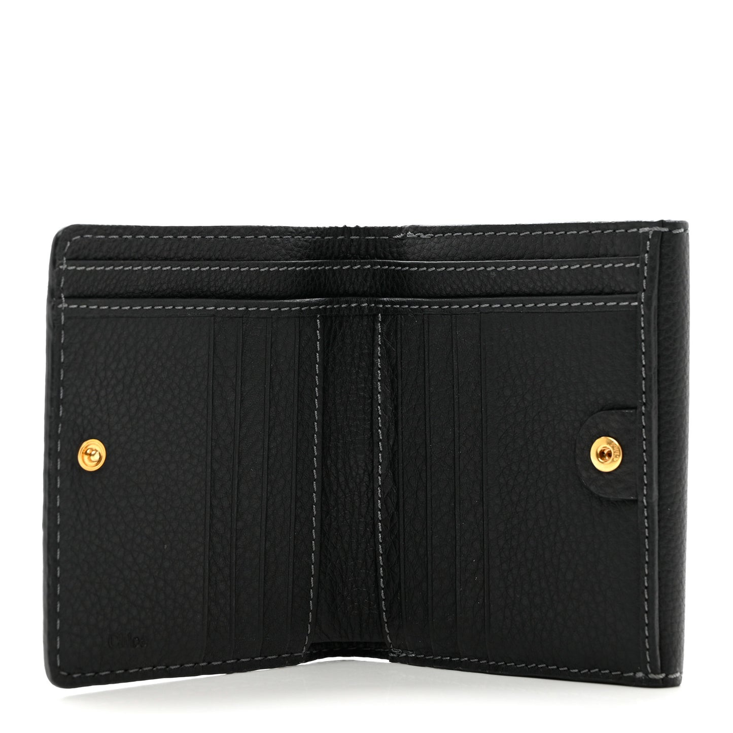 Grained Calfskin Marcie Square Wallet Black