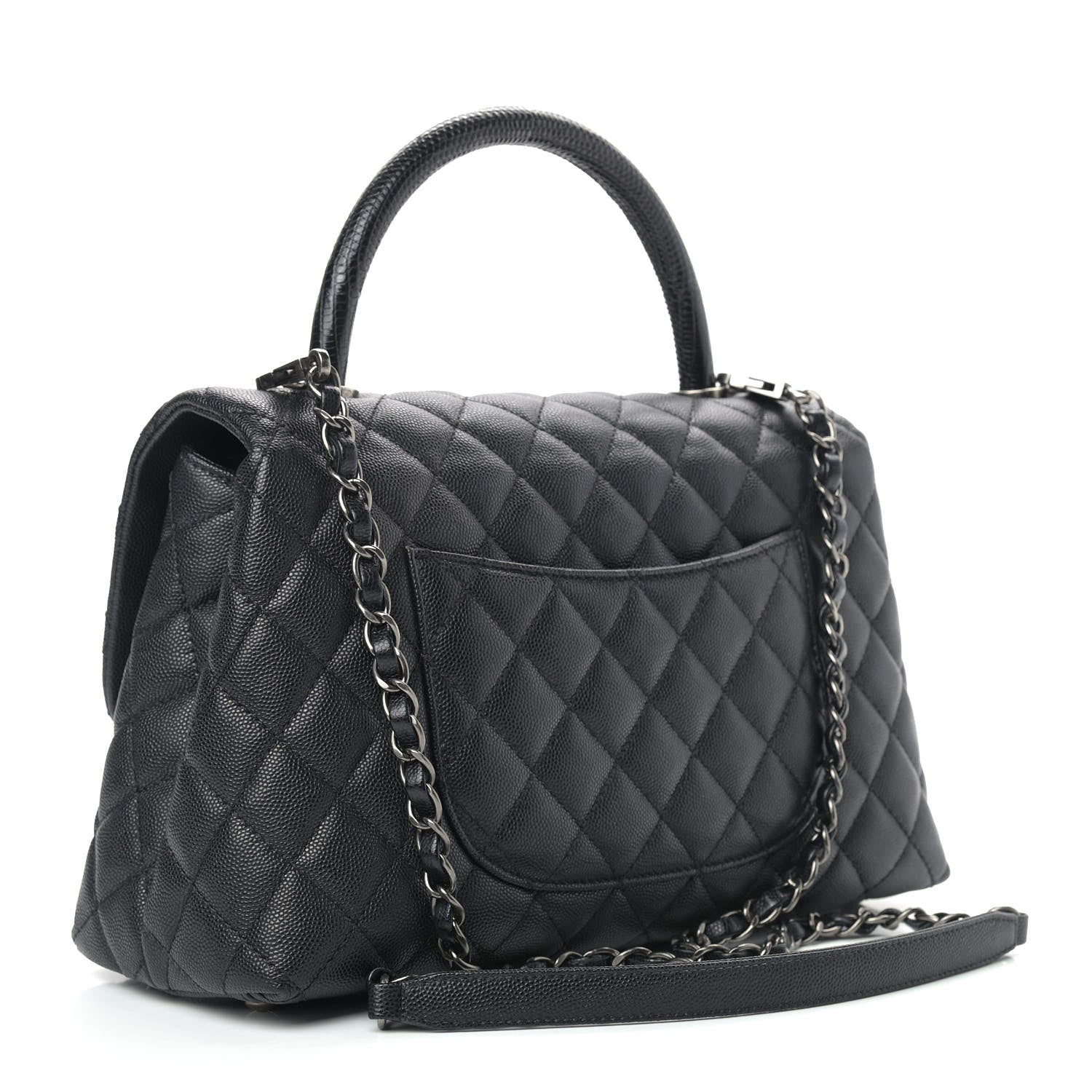 Chanel Caviar Lizard Quilted Small Coco Handle Flap Black 3 of 9