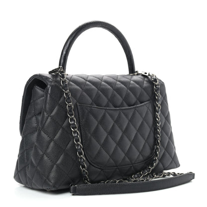 Chanel Caviar Lizard Quilted Small Coco Handle Flap Black 3 of 9