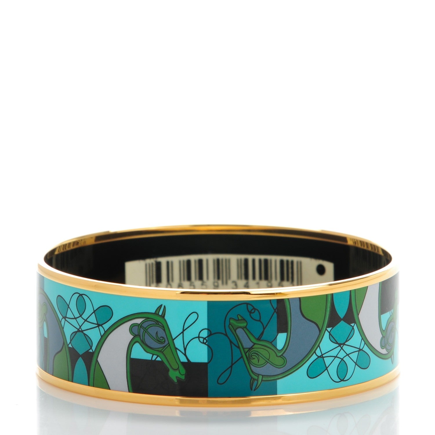Hermes Enamel Printed Wide Coup De Fouet Bracelet 70 3 of 5