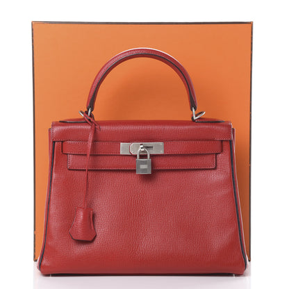 Hermes Chevre Mysore Horseshoe Kelly Retourne 28 Rouge Garance Bleu Obscur 38 of 38