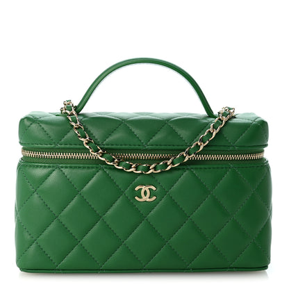 Chanel Lambskin Quilted Top Handle Slim Vanity With Chain Green 1 of 10