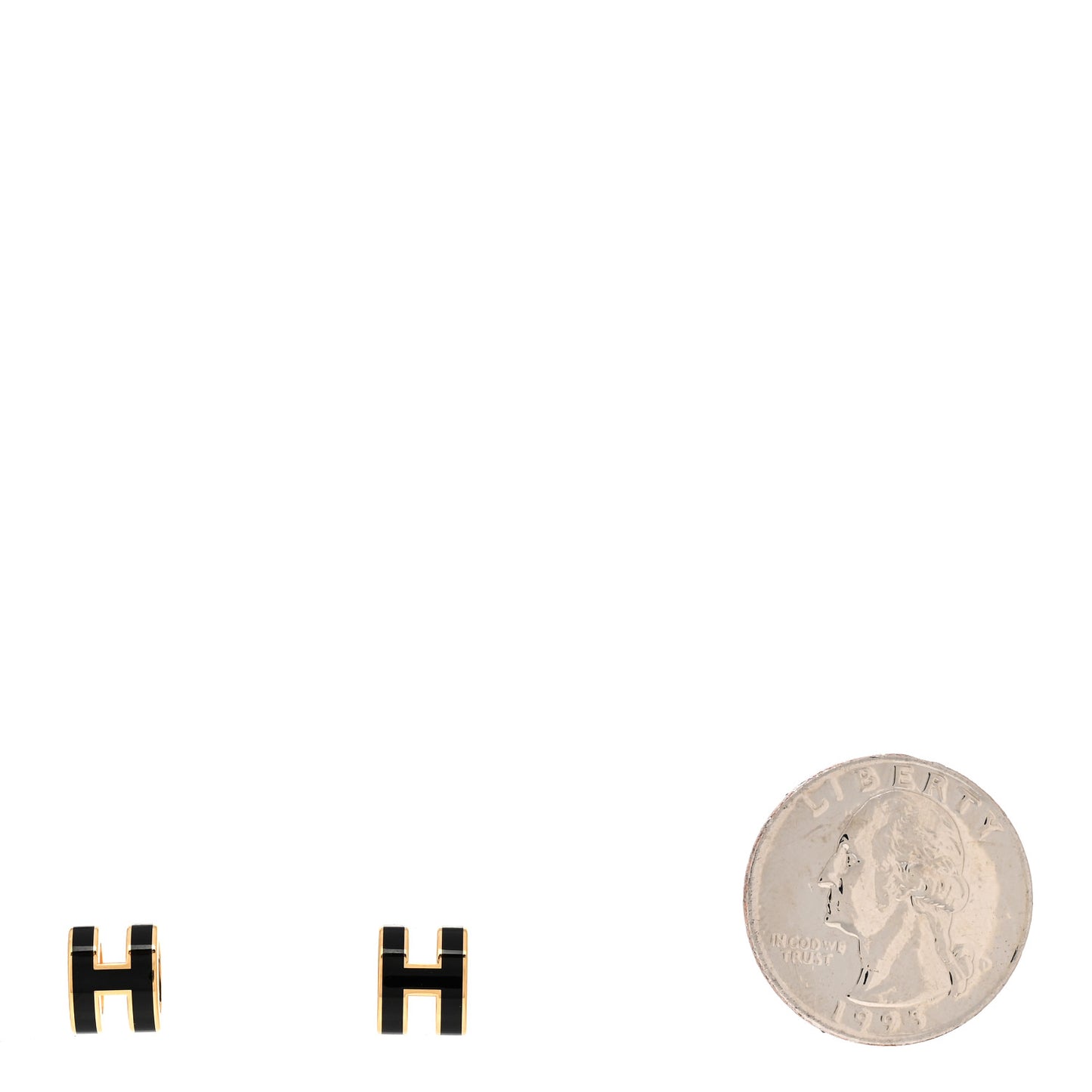 Gold Lacquered Mini Pop H Earrings Black