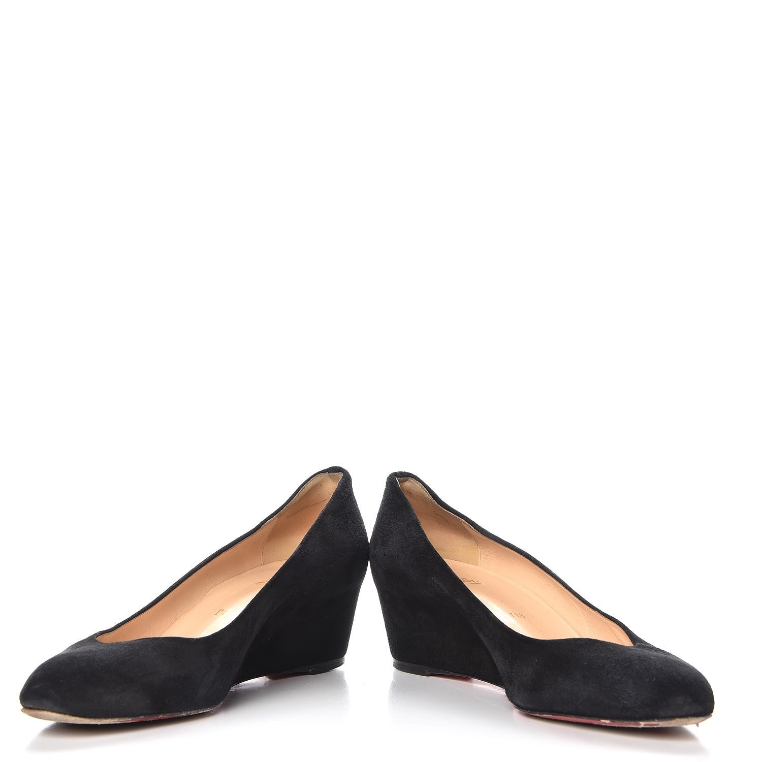 Christian Louboutin Veau Velours New Peanut 45 Wedge Pumps 39 Black 5 of 13