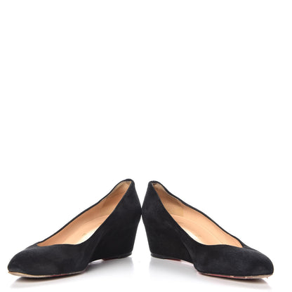 Christian Louboutin Veau Velours New Peanut 45 Wedge Pumps 39 Black 5 of 13